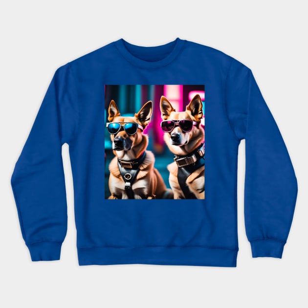 TWO COOL SPACE DOGS DESIGN Crewneck Sweatshirt by The C.O.B. Store